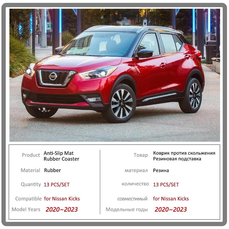 for Nissan Kicks XV D15 2020~2025 2025 Non-slip Rubber Mat Door Groove Cup Gate Slot Coaster Car Interior Stickers Accessories