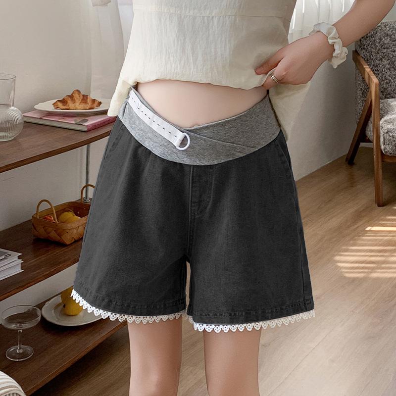 Women s Plus Size Lace Denim Maternity Shorts - Summer 2026 A-line Loose Fit XL