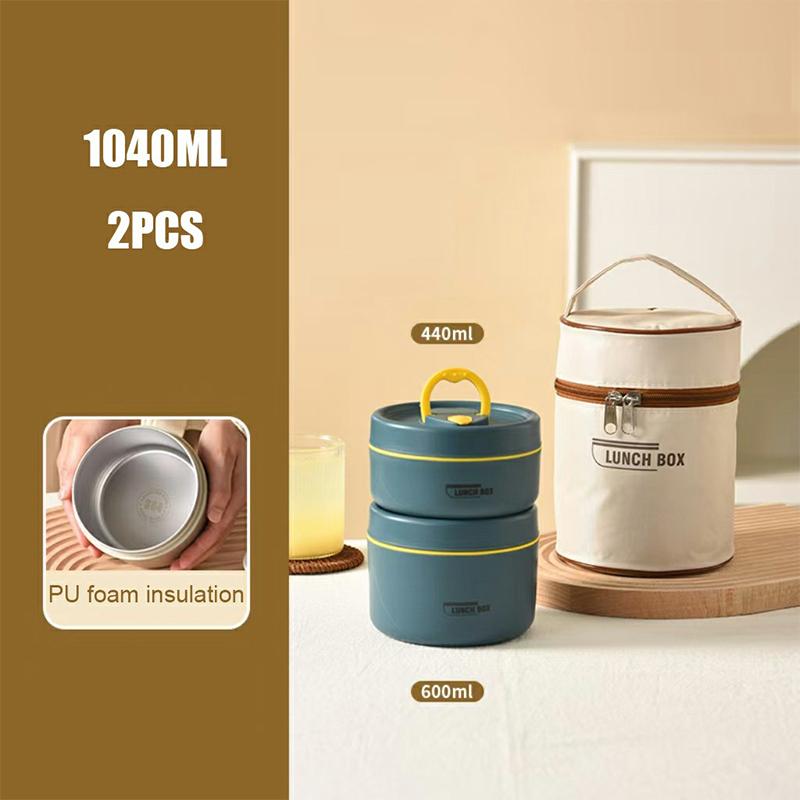

Portable Insulated Food Lunch Container Set With Thermal Lunch Box 3 Separate Stackable Lunch Container Outdoor Tableware