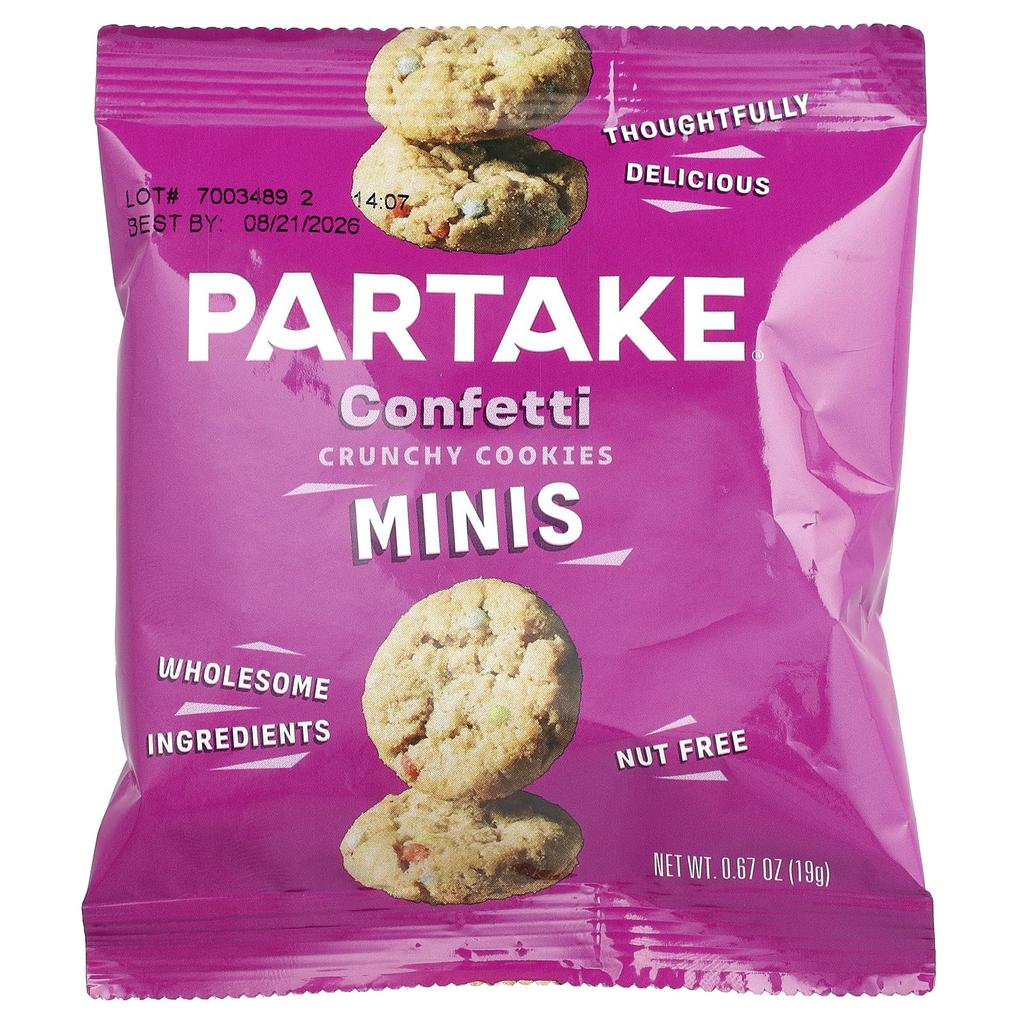 Partake, Crunchy Cookies, Confetti, 10 Packs, 19g (0.67oz) Each