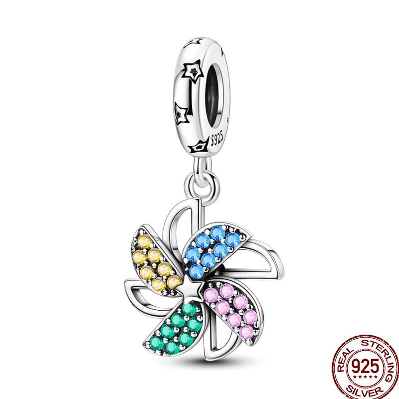 Copper Colorful Beads Youth Multi Series Shiny Inlaid Zircon Pendant Suitable For Pan Original Jewelry Gift
