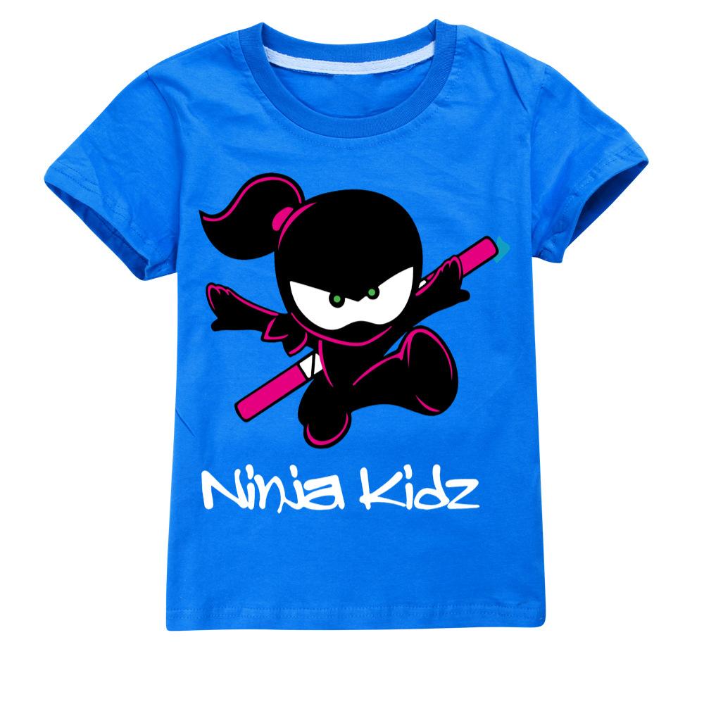 Ninja Kidz Dětská Letní Bavlněná Trička s Krátkým Rukávem Dětská Mikina Kreslené Teenagerské Vrchní Díly Kluci Dívky Trička Oblečení