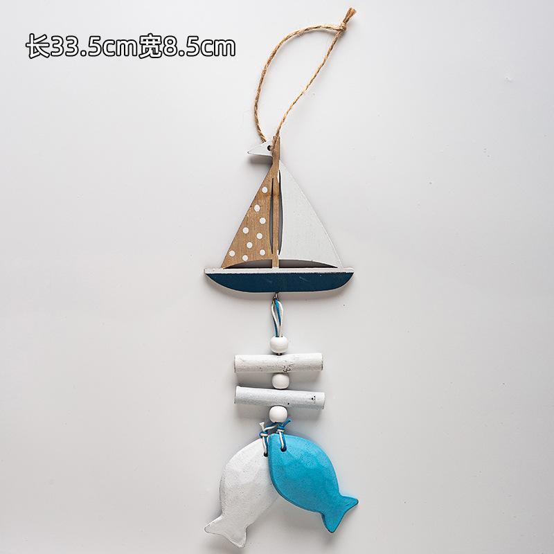 Mediterranean Style Decorative Pendants Starfish Fish Wooden Crafts Creative Home Living Room Bedroom Wall Decorations