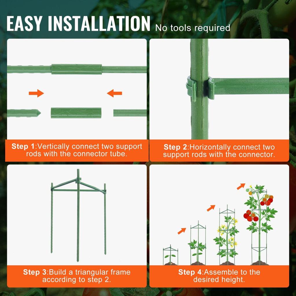 6 Packs Tomato Cages for Garden 48" Tomato Plant Stakes Support Cage