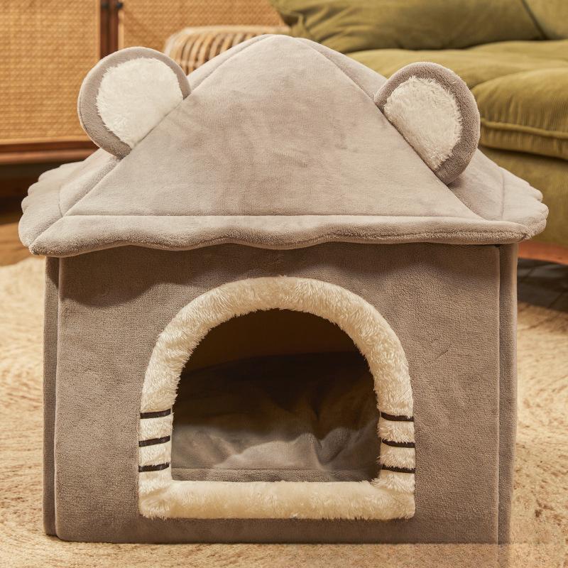 Закрытое гнездо для кошек, гнездо для маленьких собак, для собак, на осень и зиму, теплое, можно разобрать и помыть, гнездо в форме домика, товары для животных M-44*44*50cm