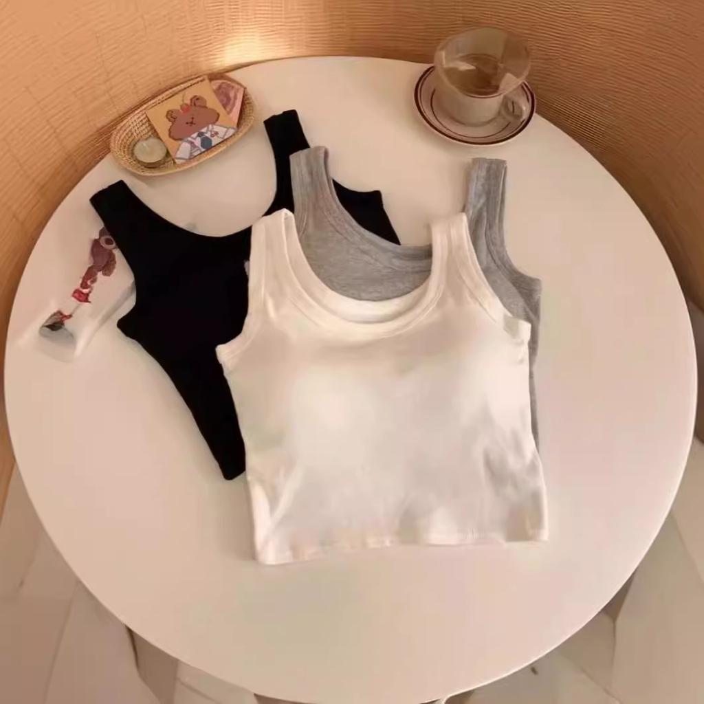 Women's summer versatile short vest with chest pads, Spice Girl Navel Sexy Bottom Small Vest Women