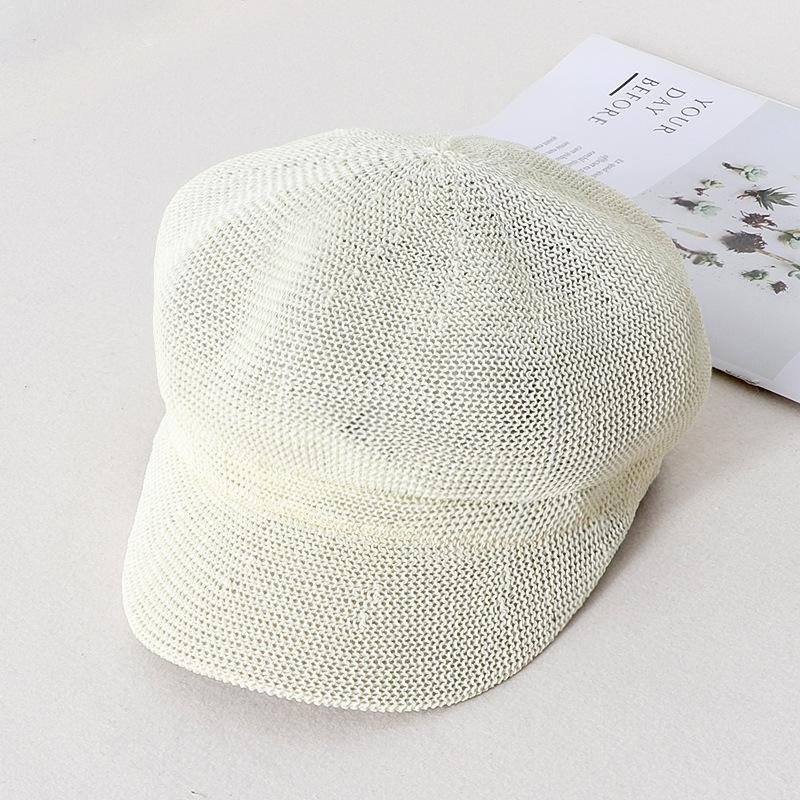 

Літні капелюхи для жінок Берет Тонкий восьмикутний кепка газетника Ретро Художник Кепка Корейський стиль Капелюх від сонця Повсякденні жіночі берети Капелюх від сонця 56-58cm молоко, білий колір