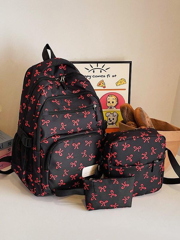 2025 Trendy Women's Three-Piece Backpack Set: Large Capacity, Fashionable College & Travel Bag