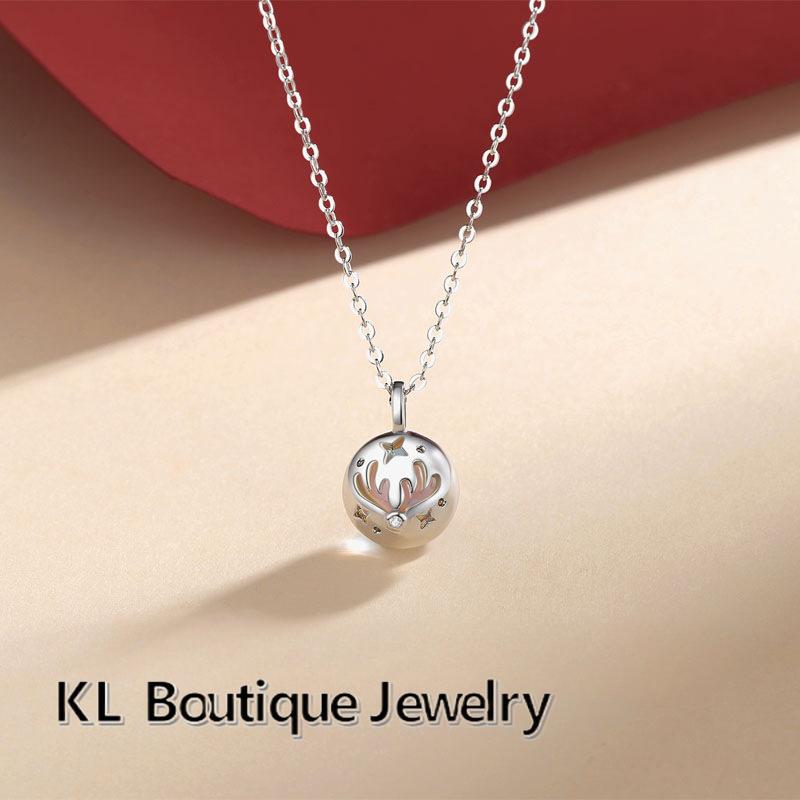Original Necklace Round Moonstone Clavicle Chain Forest Small Fresh Girl Gift Fashion Simple Antler Pendant