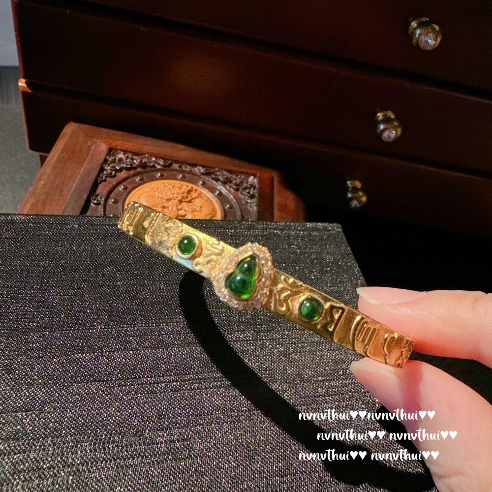 Ancient Gold Filigree Flower Gourd Zircon Bracelet, New Chinese Style, Chalcedony Gourd Fulu Earrings, Set
