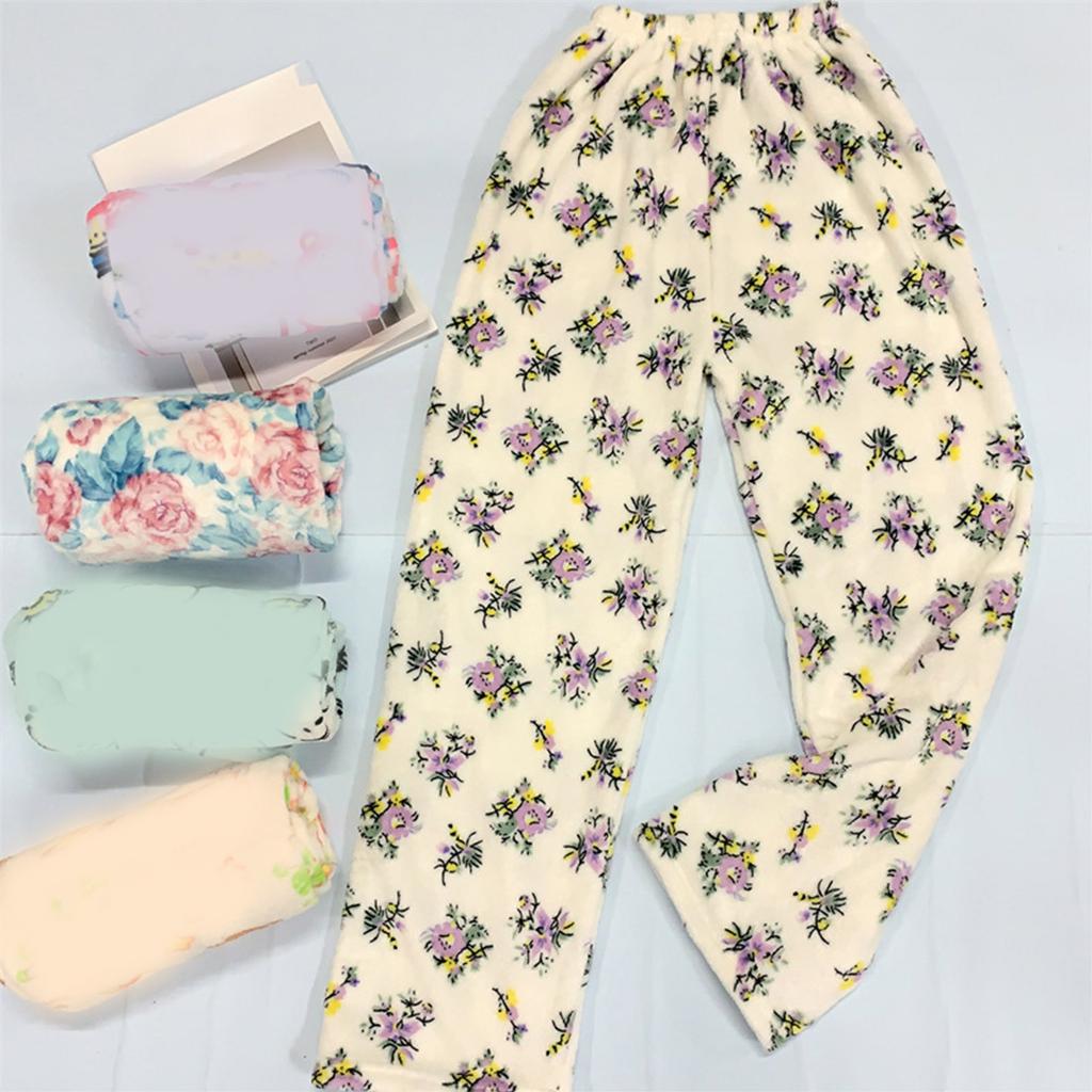 Pyjamahose für Damen, Flanellhose für Damen, Cartoon-Muster, lässige Heimhose, Herbst und Winter