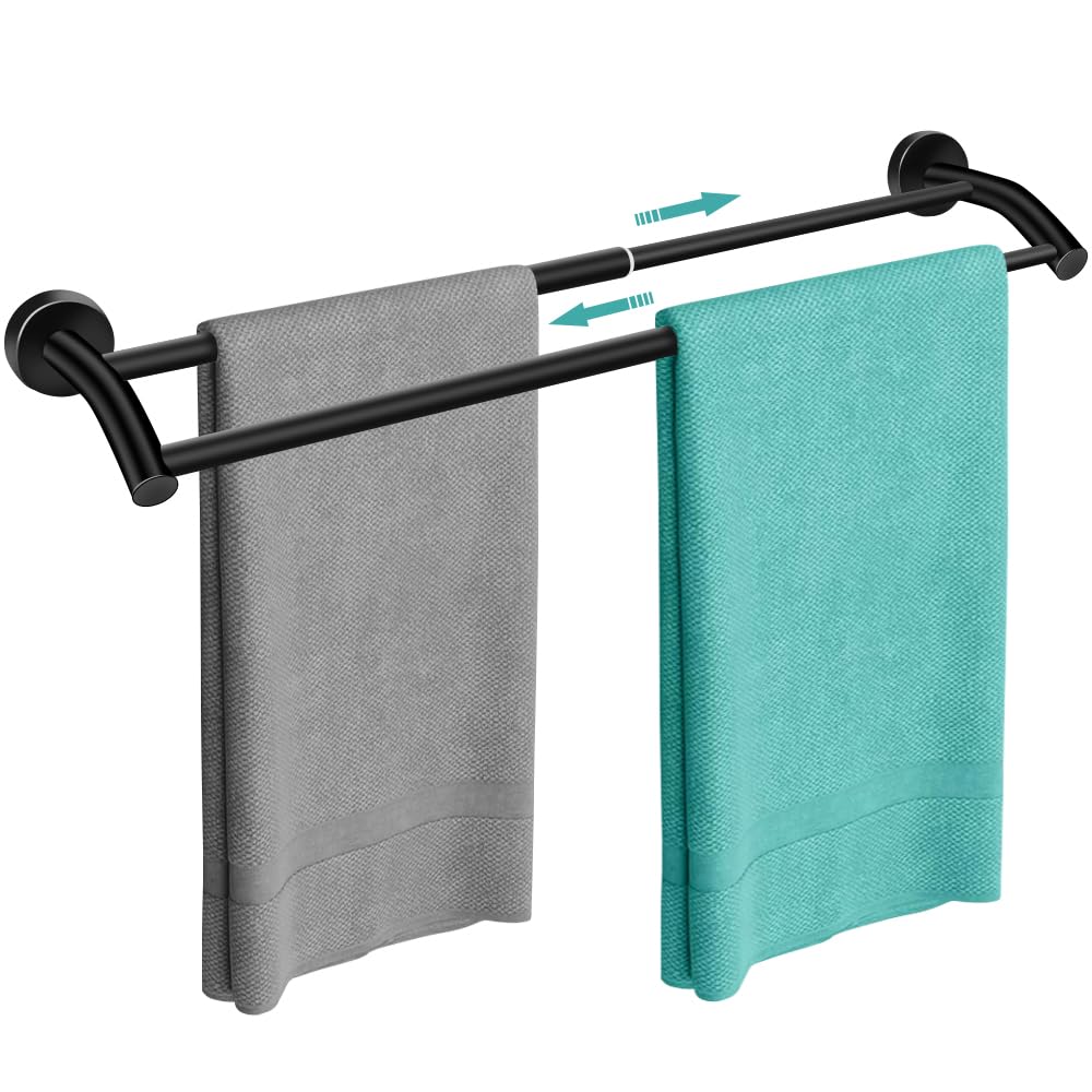 MGahyi Adjustable Stainless Steel Towel Racks for Bathroom 13.18-24In | Rustproof Single Towel Bar Wall Mounted, Sturdy & Space-Saving