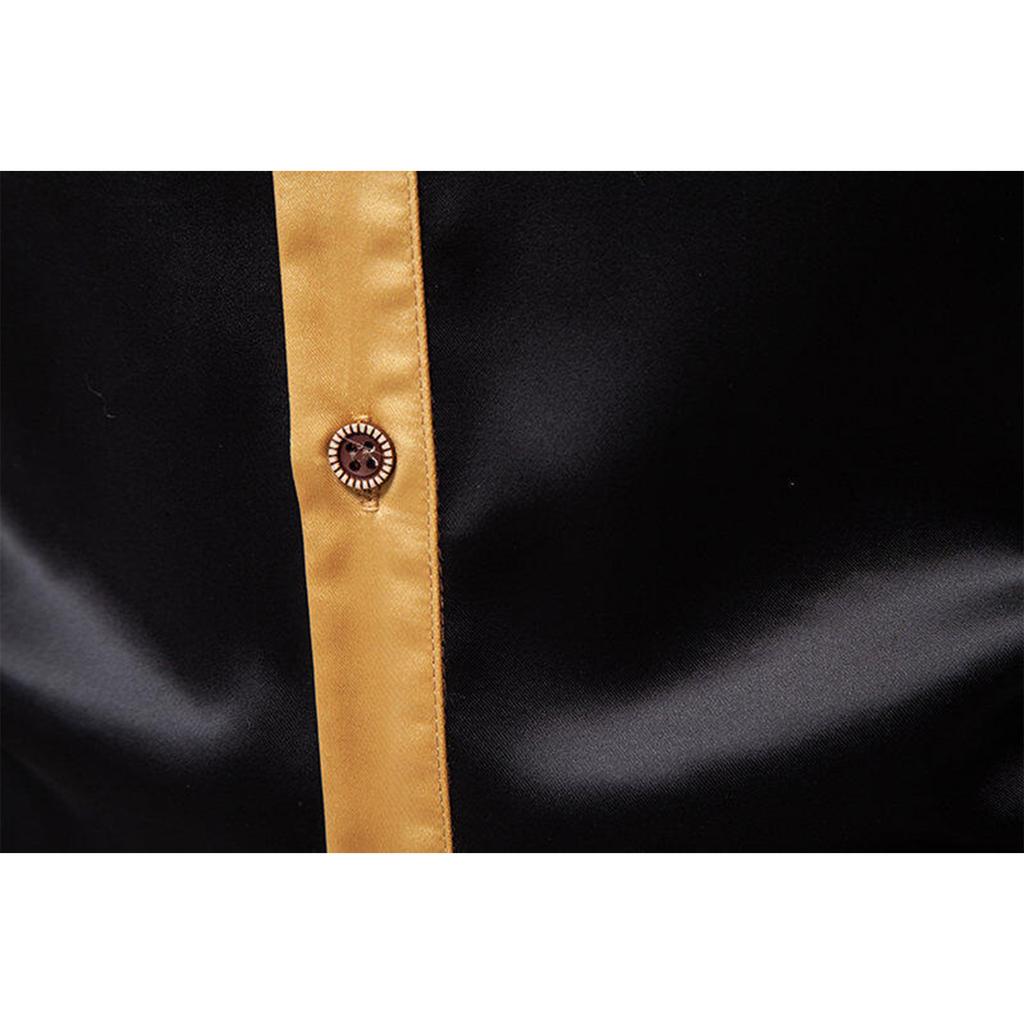 Men's   Leisure  Sports  Fashion  Color  Matching  Flip  Collar  Long  Sleeves  Shirt