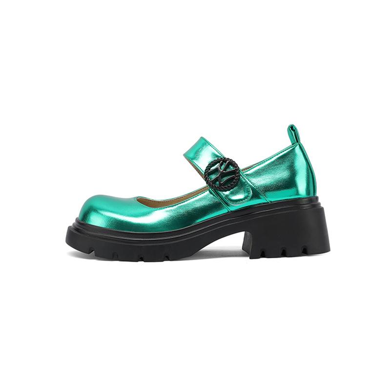 Women Mary Janes Pumps Round Toe Chunky Mid Heels Buckle Platform Glove Shoes Ladies Fashion Shoes Spring Autumn Pink 43