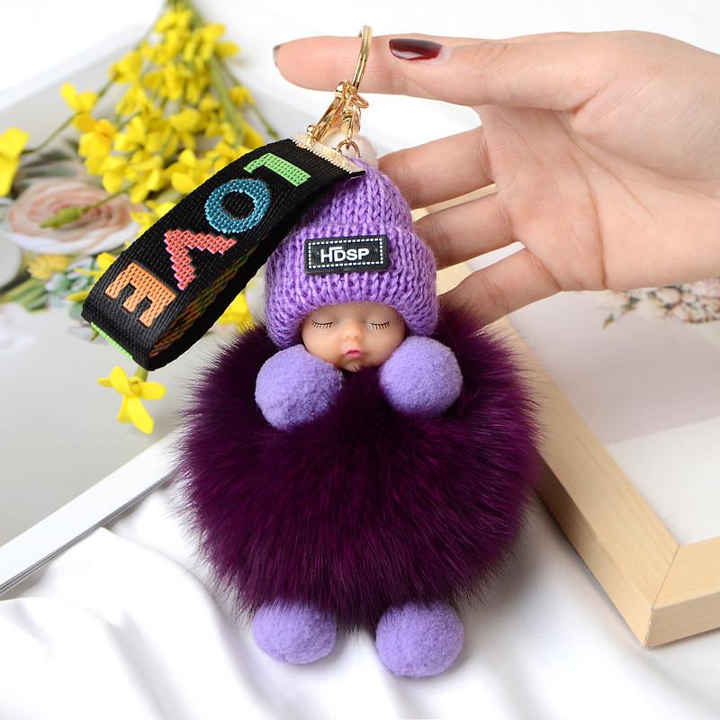 Doll Plush Sleep Ball Key Chain Bag Pendant Cute Decoration Ornament Toy Gift