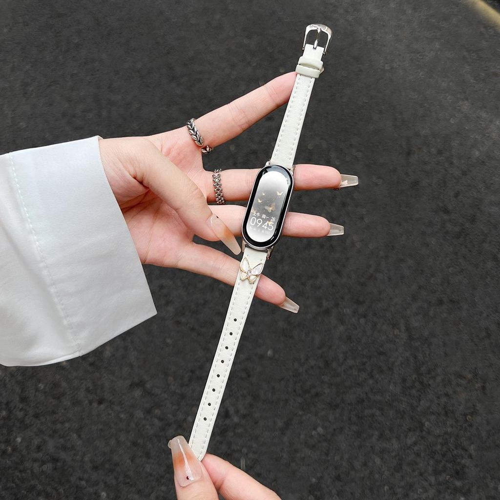 Compatible con Xiaomi Smart Band 10: Nueva Correa de Cuero con Hebilla de Mariposa y Diseño de Cintura Delgada para Mujer, Habilitada para NFC.