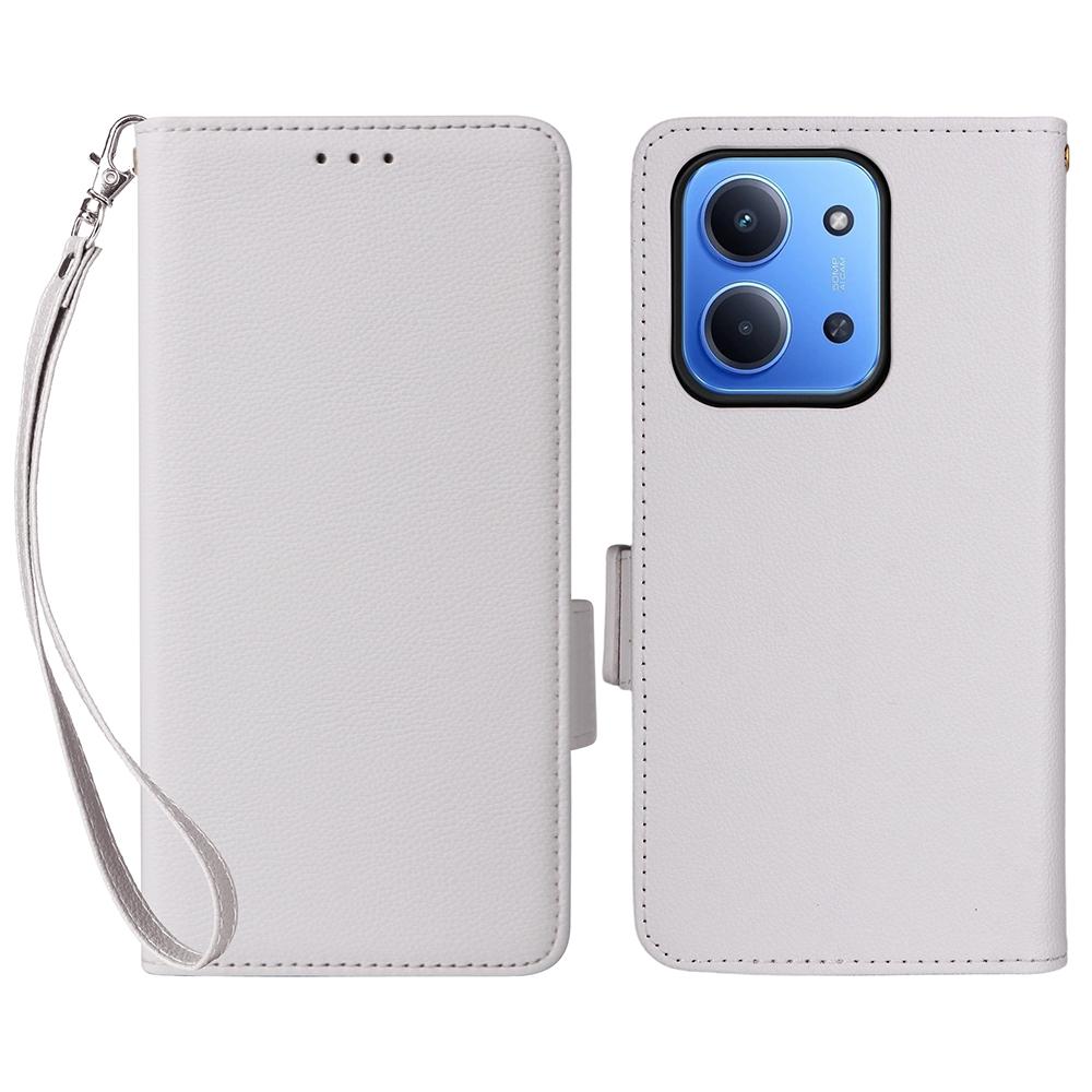 For Xiaomi Redmi 15C 4G (Global) (171mm)/Poco C85 4G Case with Wrist Strap Litchi Texture PU Leather Wallet Phone Cover