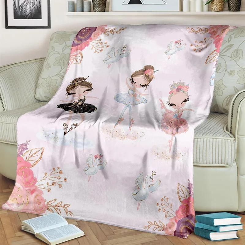 Süßes Ballettmädchen, Ballerina, Fee, Schwan, Einhorn, Cartoon, 3D-Decke, weiche Überwurfdecke für Zuhause, Schlafzimmer, Bett, Sofa, Picknick, Reisen, Kinder
