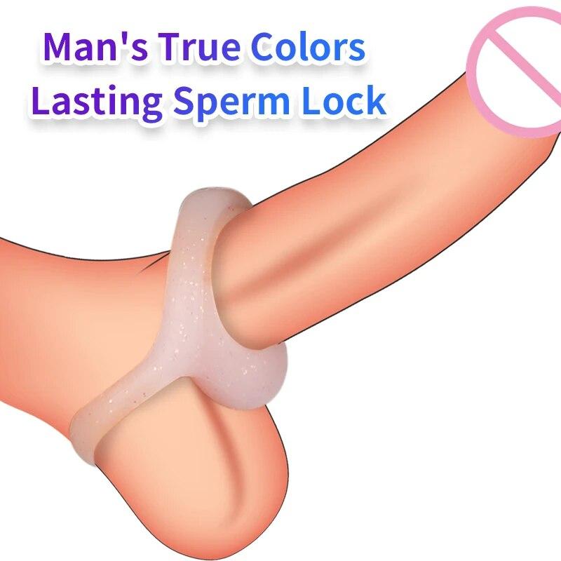 New Two-hole Semen Lock Ring Delay Penis Ring Dick Enlargement Long Lasting Silicone Cock Ring Sex Toys For Couples Flirt Adults