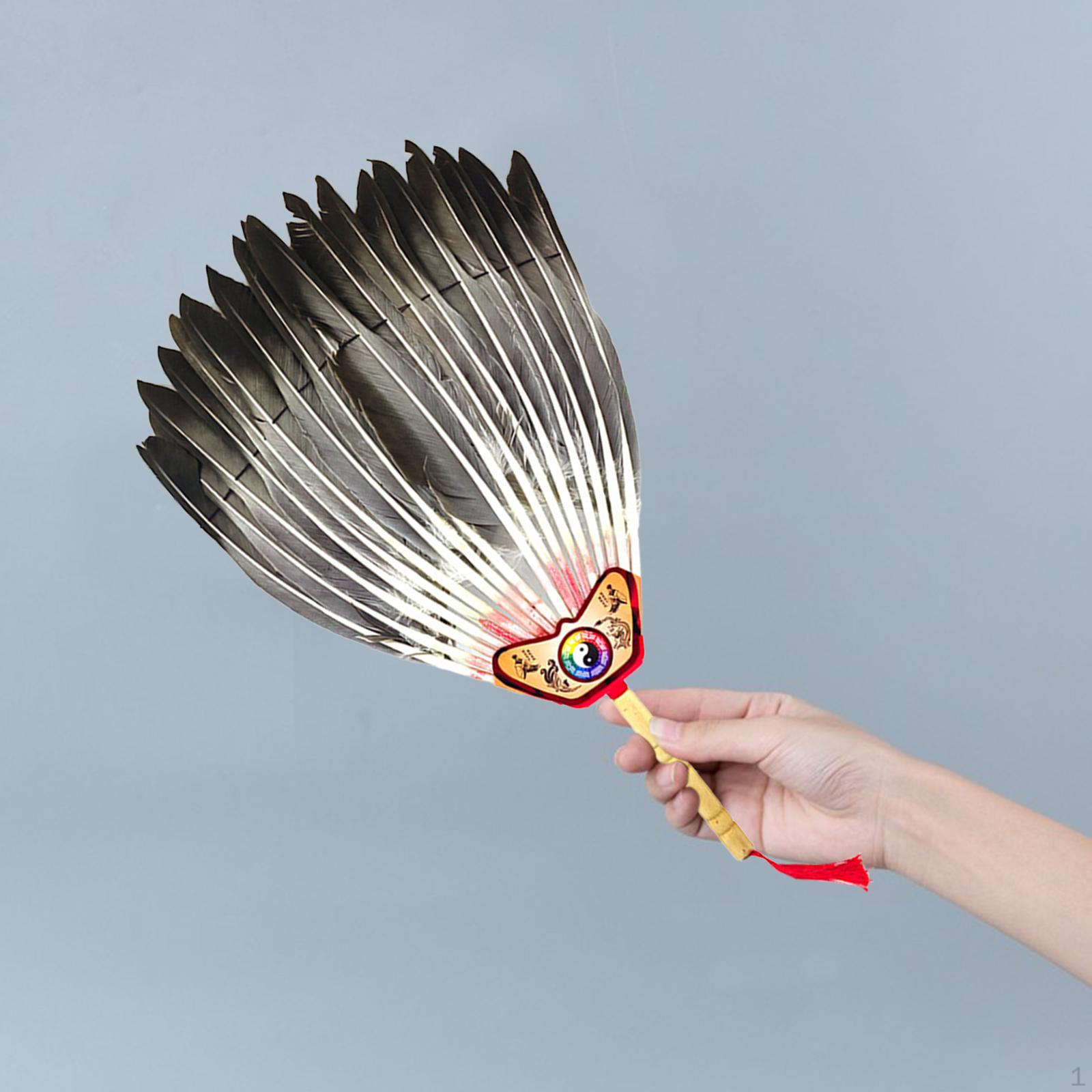 

Древний китайский Чжугэ Лян веер с перьями Декор традиционный портативный для танцев