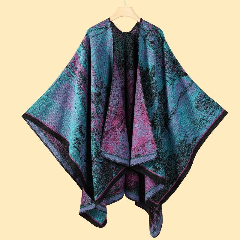 Simple and High-end Shawl Grassland Yunnan Shawl Cape with Cape Imitation Cashmere Scarf