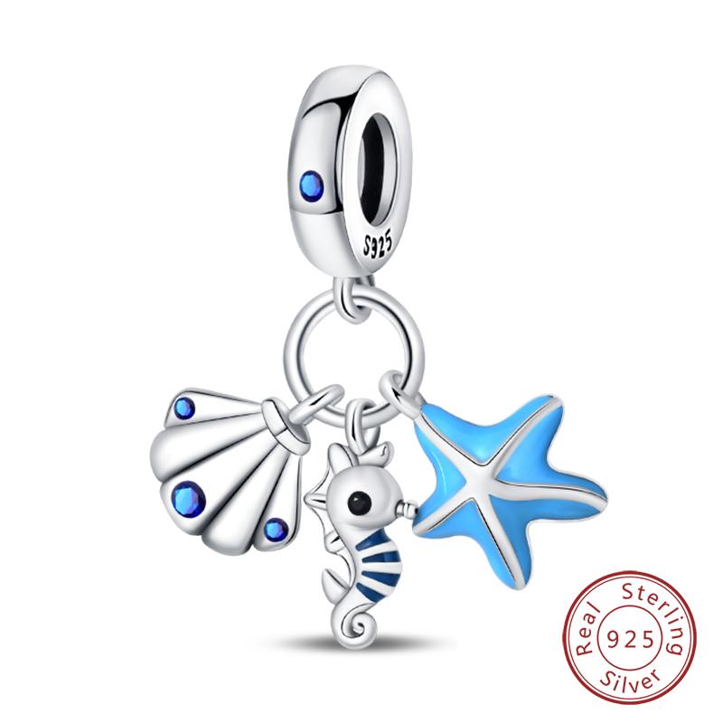 New Copper Ocean Series Mermaids Shell Charms Beads Fit Qikaola Original Bracelets Fine Birthday Diy Jewelry