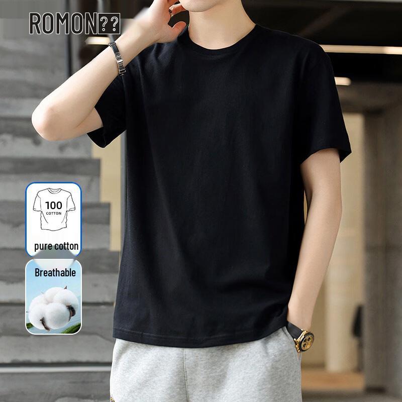 ROMON Men's 2026 Summer Pure Cotton Short Sleeve T-shirt