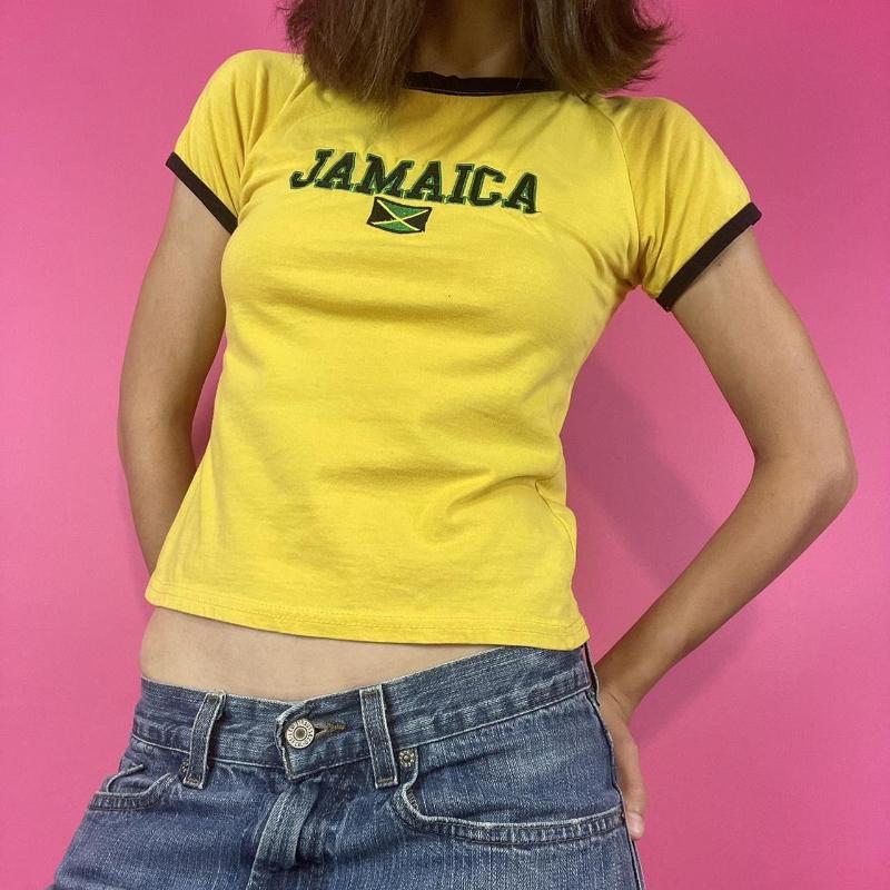 Y2K Sommer Retro Lässig Buchstabendruck Trendig Personalisiert Street T-Shirt