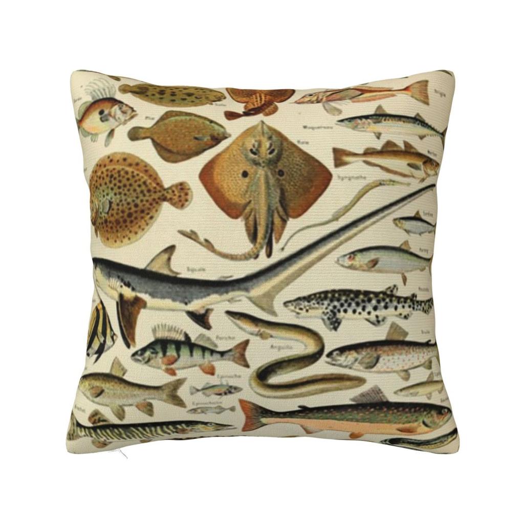 Fish Chart Square Pillowcase Pillow Cover Polyester Cushion Zip Decorative Comfort Throw Pillow for Home Car