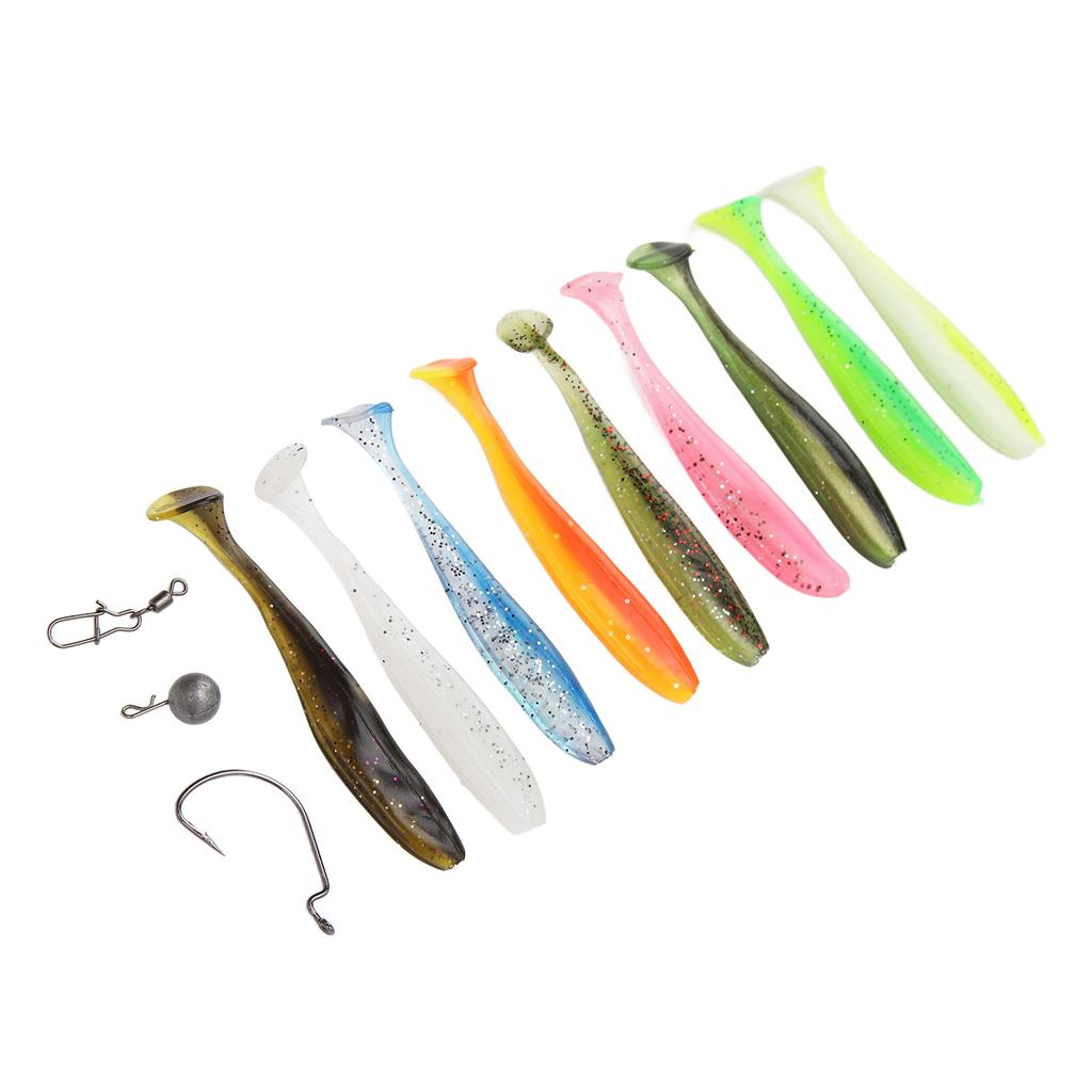 7cm Fishing Lure Silicone Soft Two Color T Tail Fishing Bait Set Fishing Accessories Set for Saltwater Fishing