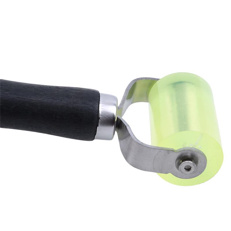Black Wood Handle Auto Sound Deadener Application Clear Rubber Roller Green