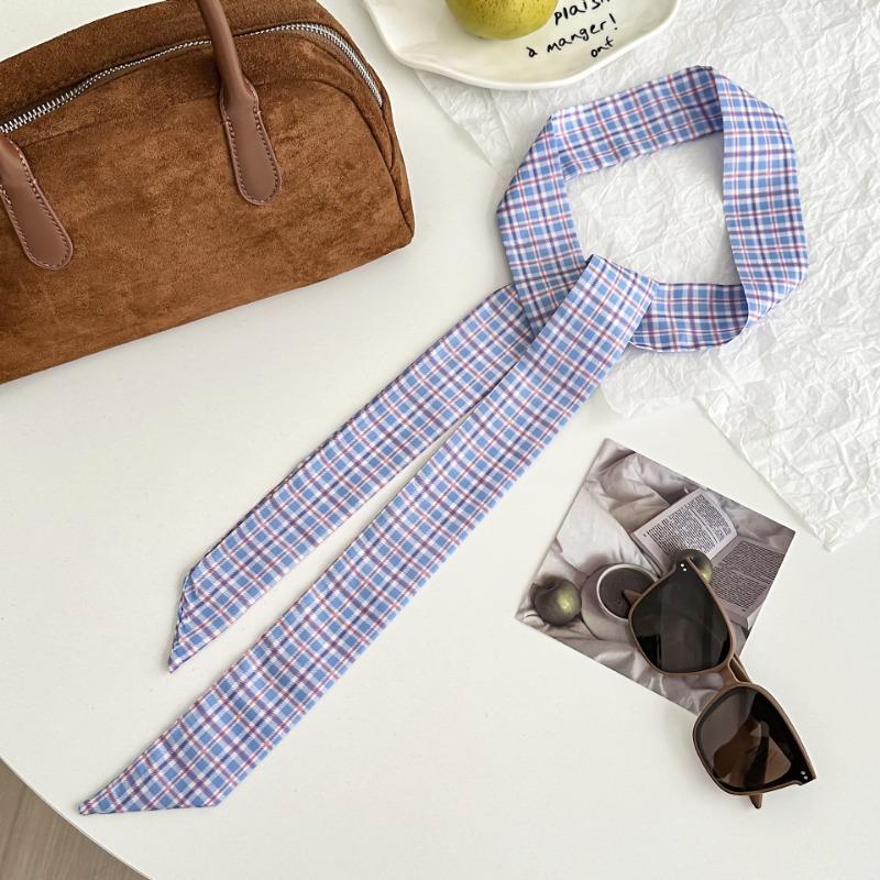 Purple long silk scarf, new polka dot scarf, headscarf tied hair band, bag tied streamer, decorative small scarf, belt.