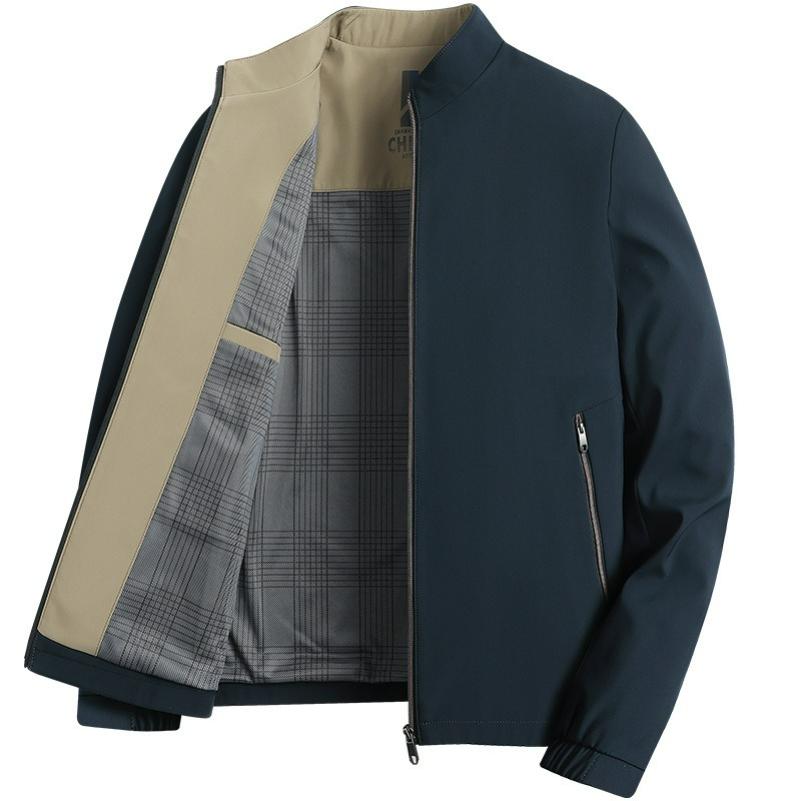 Stand-up Collar Jacket Men's Spring and Autumn Models Stand-up Collar Solid Color Business Casual Loose Dad Jacket Jacket Men