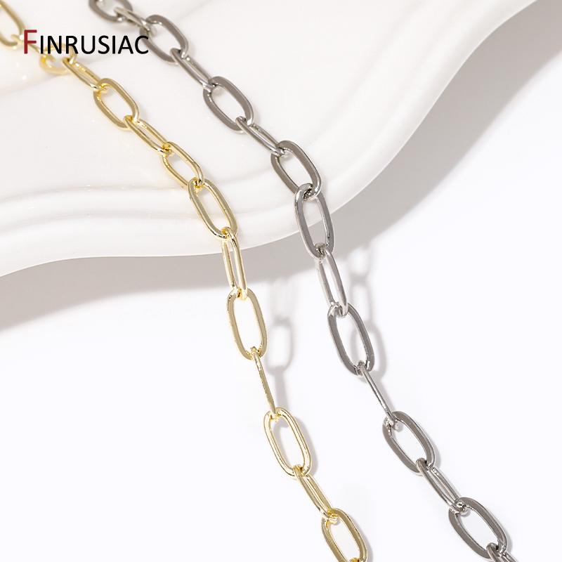 14K Gold Plated Paperclip Link Chain Oval Link Cable Bulk For DIY Jewelry Making Findings Necklace Bracelet Crafts Components