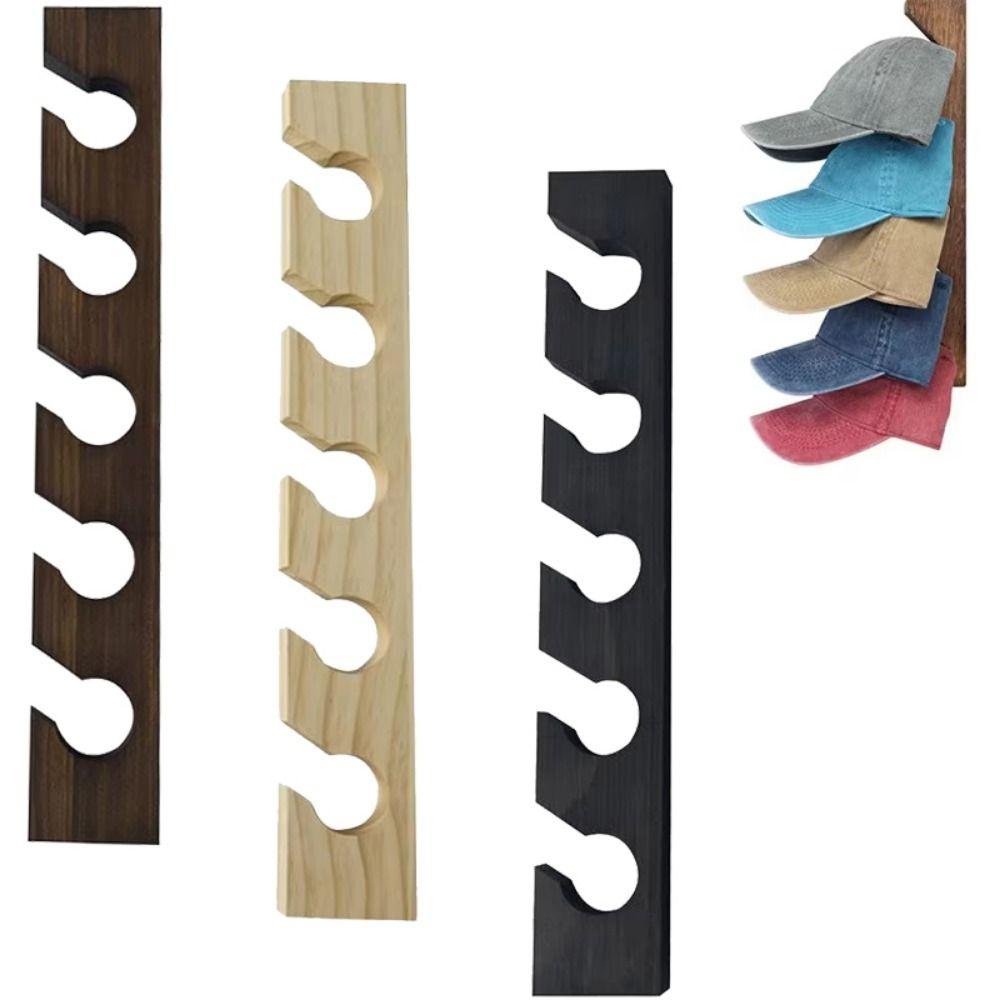 Solid Wood Wooden Hat Hanger Space-Saving Wall Mounted Hat Rack Baseball Cap Organizer  Household