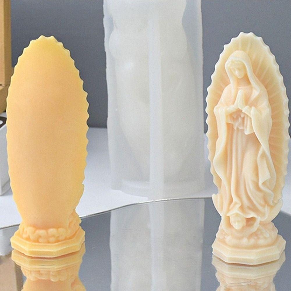 Prayer Mary Candle Molds Soft Silicone Plaster Making Tool New Portrait Mould  DIY Crafting