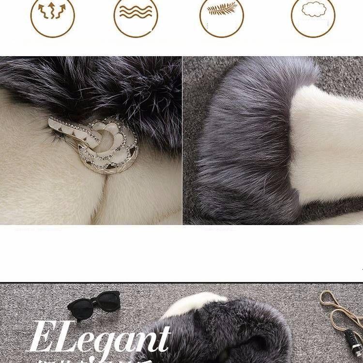 Höst och Vinter Plus Size Pälsrock Rock Dam Mellanlång Minkhår Rävpäls Krage Imitationspäls Damrock