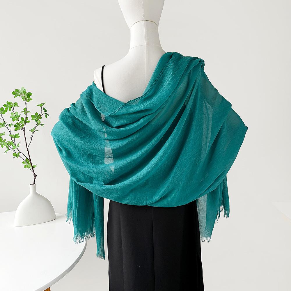 Summer versatile cotton and linen scarf shawl lengthened solid color yarn shawl sunscreen shawl simple scarf silk scarf women