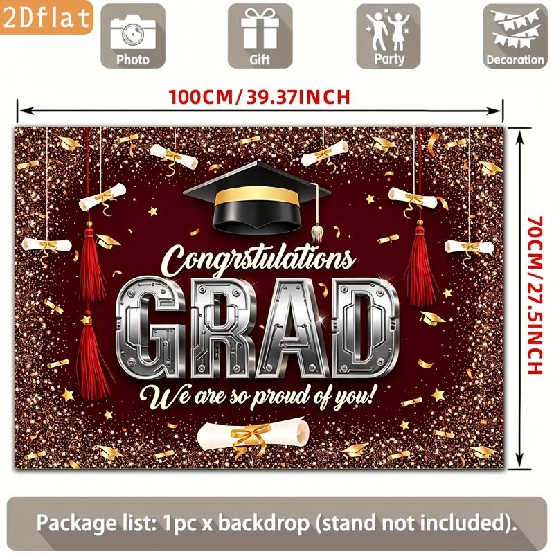 2D Plane Wine-red Metallic Graduation Banner Suitable for Decoration At Graduation Ceremony Parties Polyester Fiber