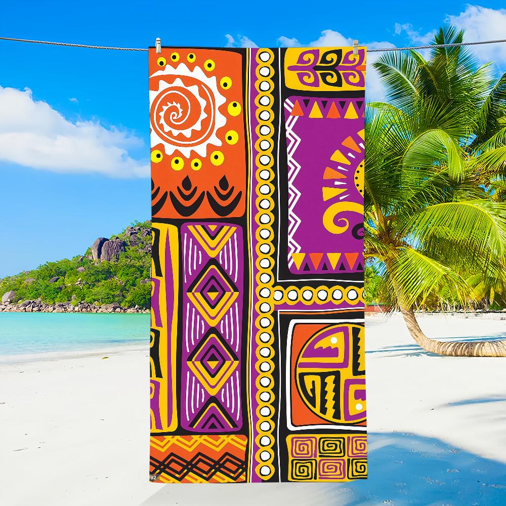 African Style G-Geometric Print Towel Beach Oversized Soft Ultra Absorbent Quick Drying Large Pool Travel Camping Bathroom