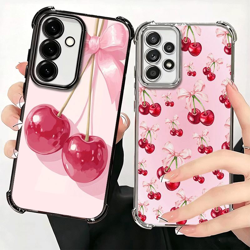 Cherry Bow Sweet Soft Phone Case For Samsung A17 A27 A07 A37 A57 A16 A56 A15 A55 A14 A54 A13 A53 A26 A36 A25 A35 A24 A34 A23 A33