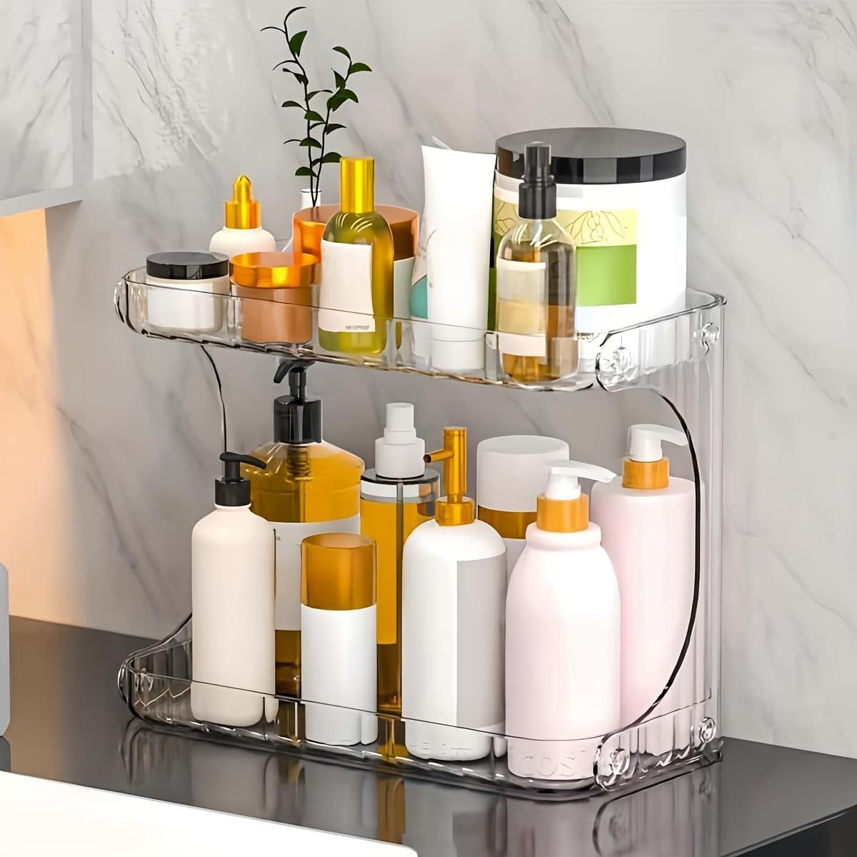 

2-Tier Clear Makeup Organizer | Countertop Storage for Cosmetics, Skincare, Lipstick білий