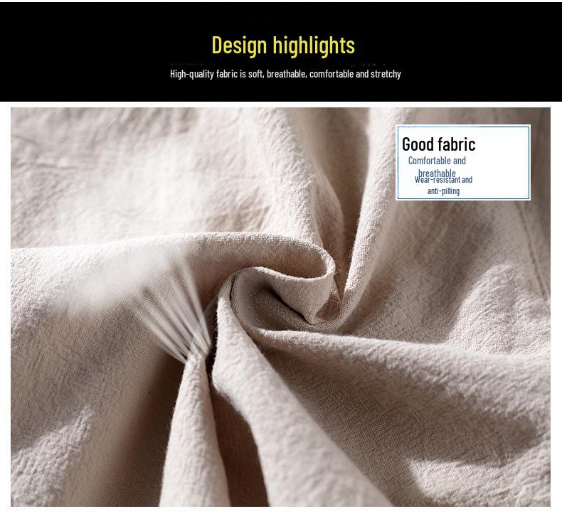 Pánské letní ležérní lněné šortky s elastickým pasem a stahovací šňůrkou