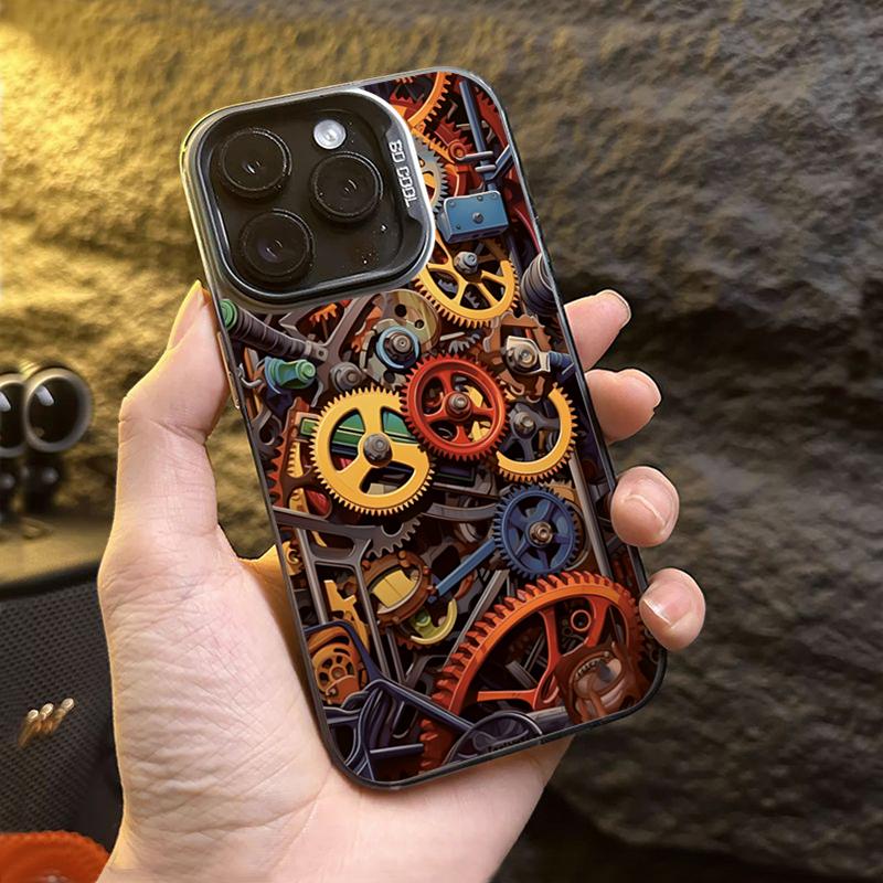 Cool Graffiti Mechanical Pattern TPU Basic Phone Case for iPhone 16 15 Pro Max 16E 14 13 12 11 XS X XR 7 8 Plus Hard Back Cover
