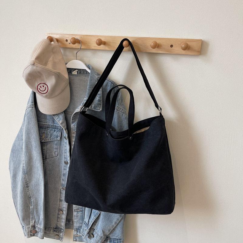 Canvas Bag Women's 2025 New Simple Casual Large-capacity Shoulder Messenger Bag Versatile Commuter Bag Class Bag Tide