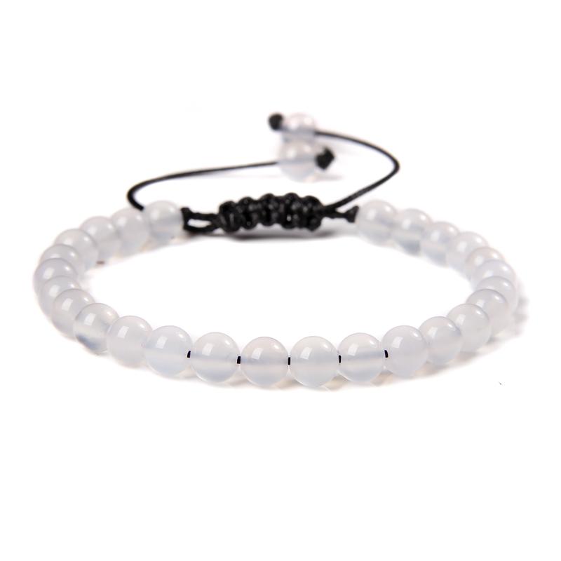 Natural Stone 6mm Beads Bracelet Adjustable Rope String Braided Bracelets For Women Men Amethysts Red Agates Lava Beaded Bangles