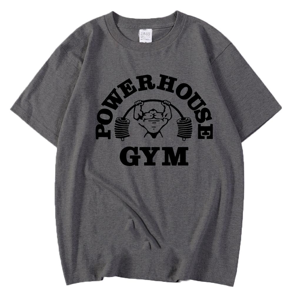 Powerhouse Gym Print Cotton T-shirt Men Women Sportswear Oversized Tshirt Short Sleeve Tee Summer Fitness T Shirts Clothes Tops