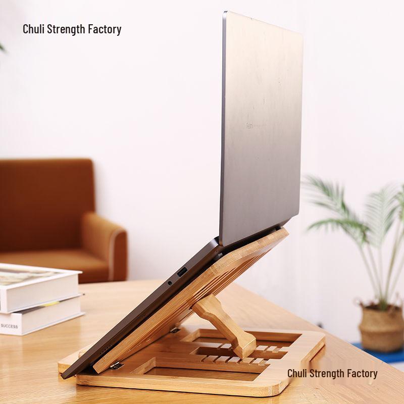 Solid Wood Foldable Laptop and Tablet Stand with Cooling Feature
