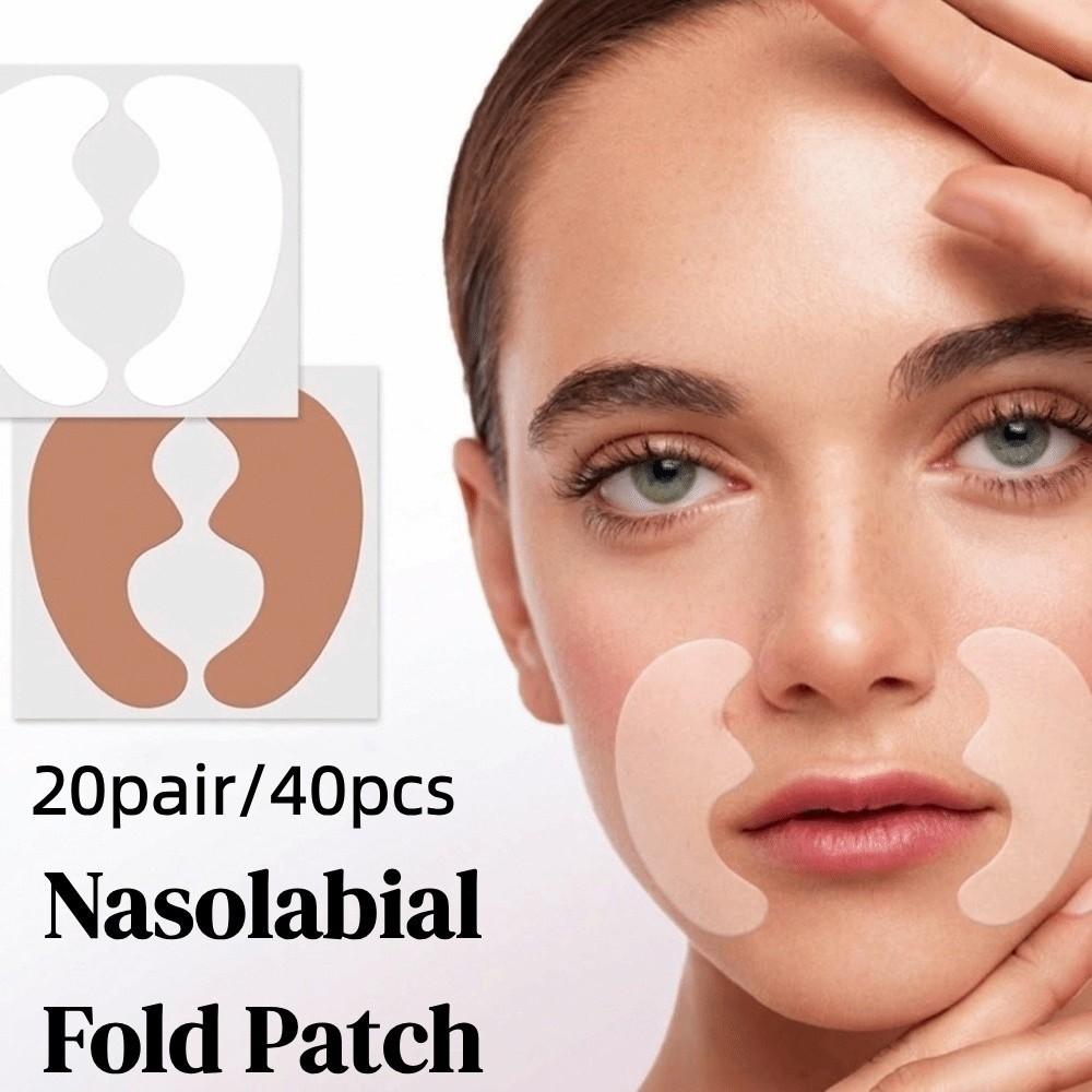 20pair/40pcs Skin-Tone Nasolabial Fold Patch Invisible Smooth Facial Fine Lines Women