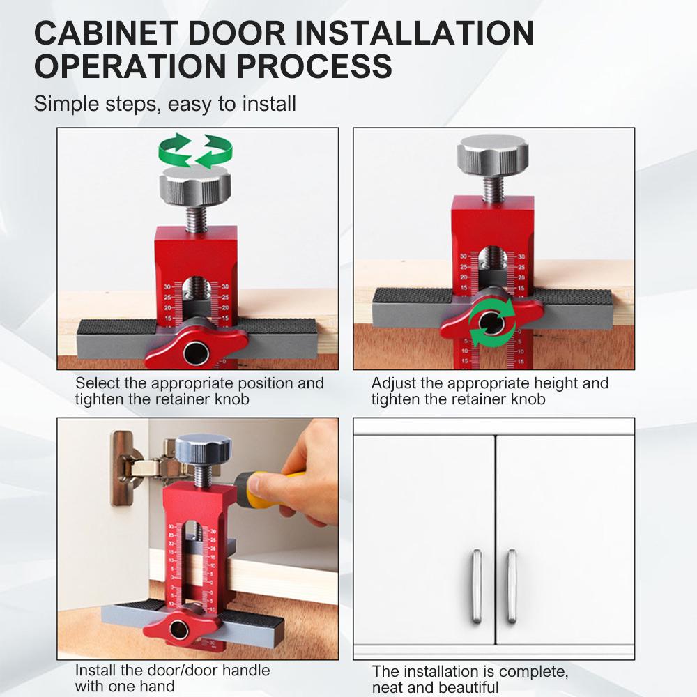 2-in-1 Aluminum Alloy Jig 10mm Drilling Guide Locator Cabinet Door Installation Positioner Can Clamp 7mm-40mm Thickness Boards